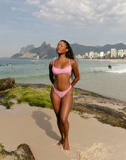 Top Prainha Leopardo Pink Lurex