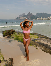 Top Prainha Leopardo Pink Lurex